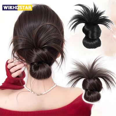 Tiefer Synthetischer Dutt Pferdeschwanz Haar Natürlich Flauschig Klammer Chignon Haar Für Frauen Fauler Dutt Perücke Tasche Haaraccessoires Für Täglichen Gebrauch
