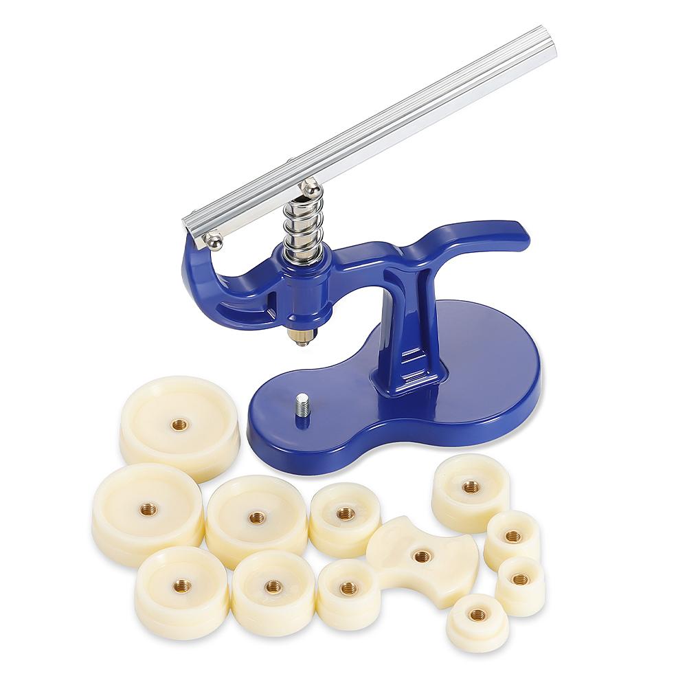 Professionelles Uhrengehäuse-Presswerkzeug zum Schließen von Uhren mit 12 Formgrößen, Gehäuseboden-Presse, Uhrenpresse, Reparaturwerkzeugsatz