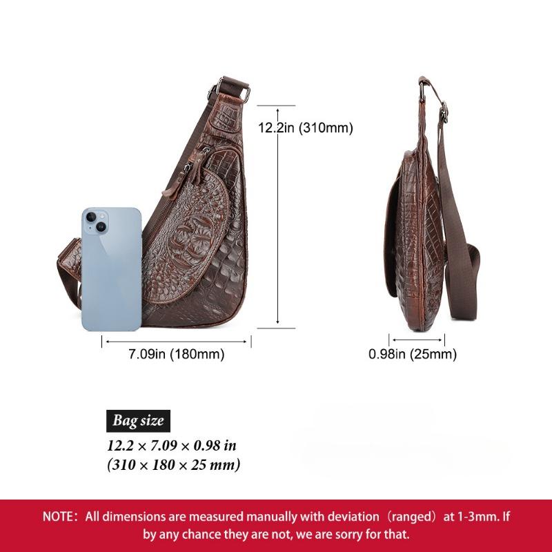 Herren Leder Brusttasche Alligator Dreieck schräge Umhängetasche lässige Top-Layer-Umhängetasche aus Rindsleder