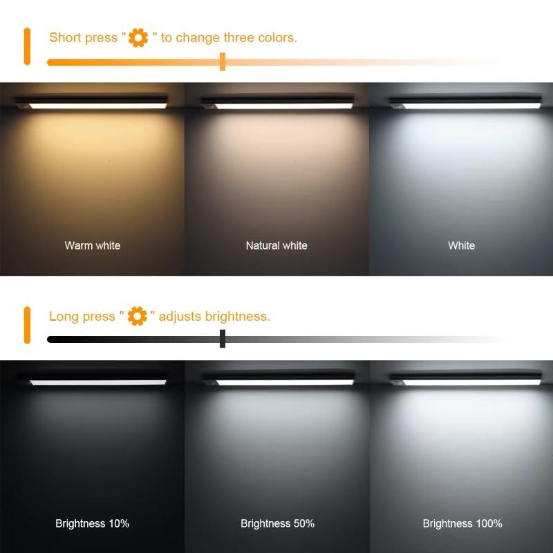 20/40cm LED Motion Sensor Cabinet Light Ultra Thin Rechargeable Night Sensor Lamp 3 Color Adjustable Induction Detector Lamp