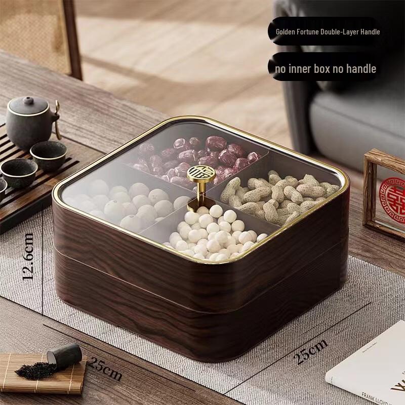 ZISIZ Chinese Style Double-Layer Wooden Snack Tray