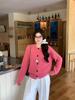 Damen Plus Size Süßer Gestrickter Pullover im Koreanischen Stil mit Quadratischer Schnalle