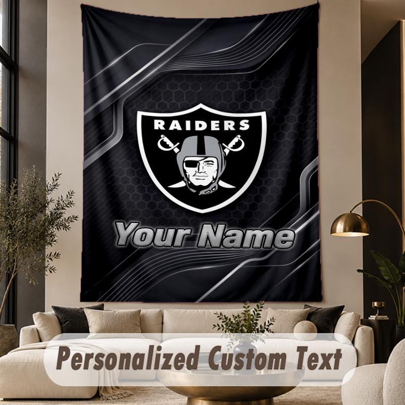 Custom Text Tapestry Las Vegas Raiders Print Wall Tapestry Indoor Living Room Wall Decor