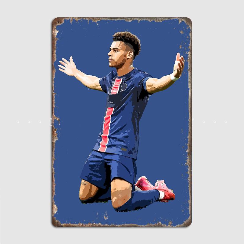 Désiré Doué Fußballspieler Retro Poster Metallschild Poster Bar Innenraum Schlafzimmer Wandkunst Heimdekor Raumdekoration
