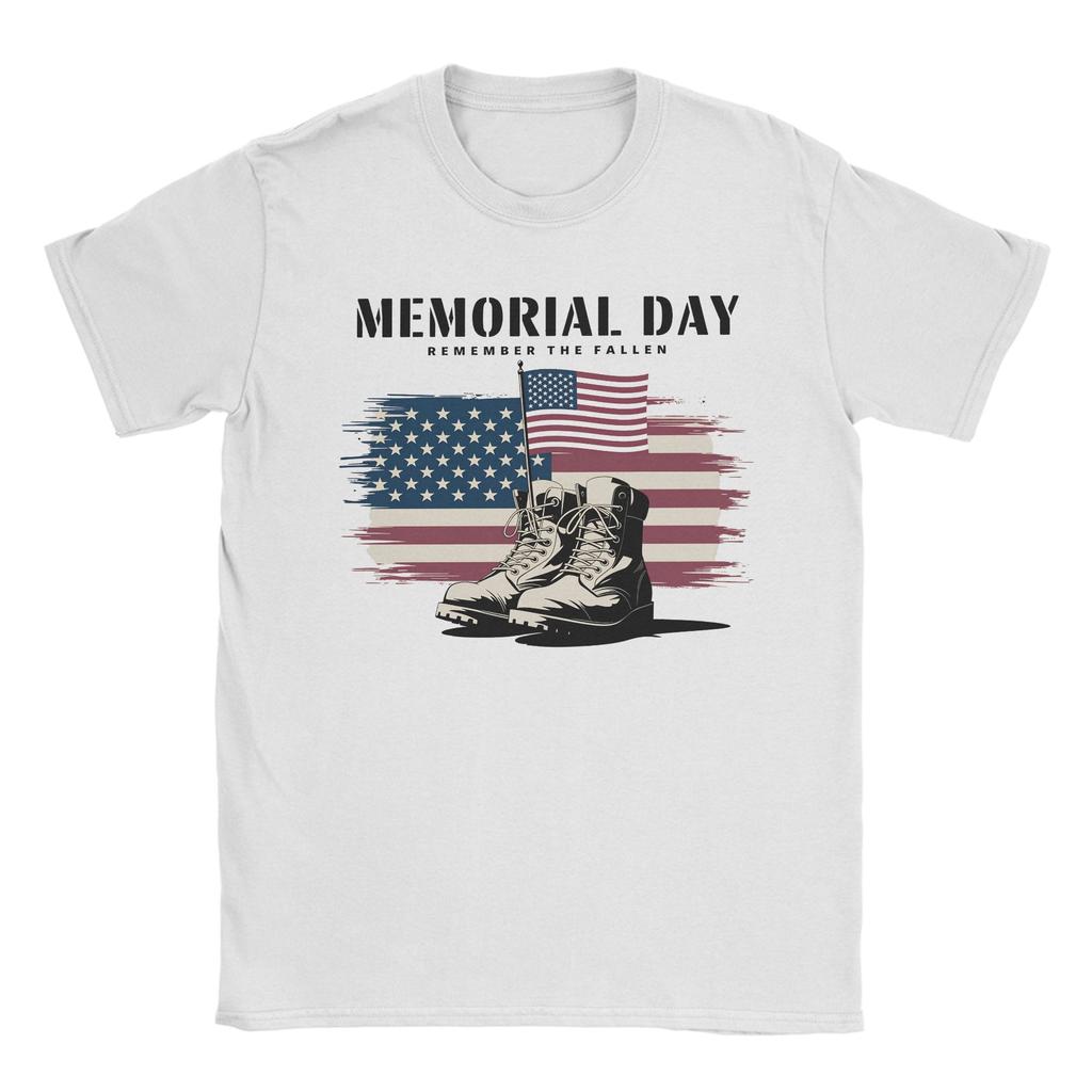 Casual Memorial Day Patriot Tshirts For Unisex Unisex Crew Neck Cotton T Shirts Forever Remember Short Sleeve Tees Graphic Tops