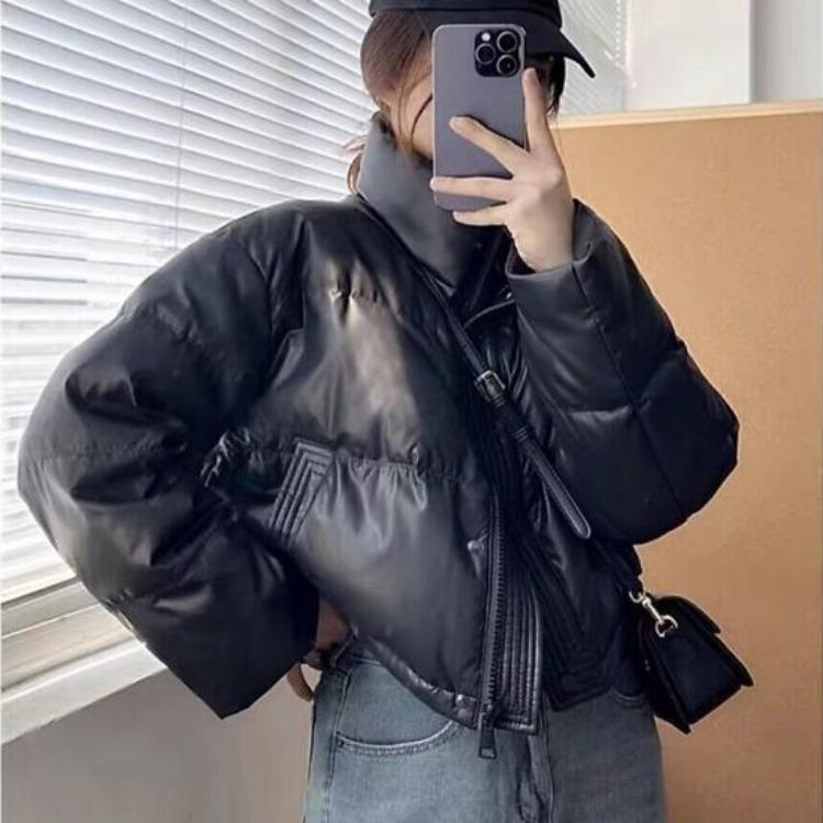 Winter Warm Down Coat Thickened Padded Jacket High Collar Windproof Long Sleeves Daily Outwear with Pockets Heat Retention Cotton