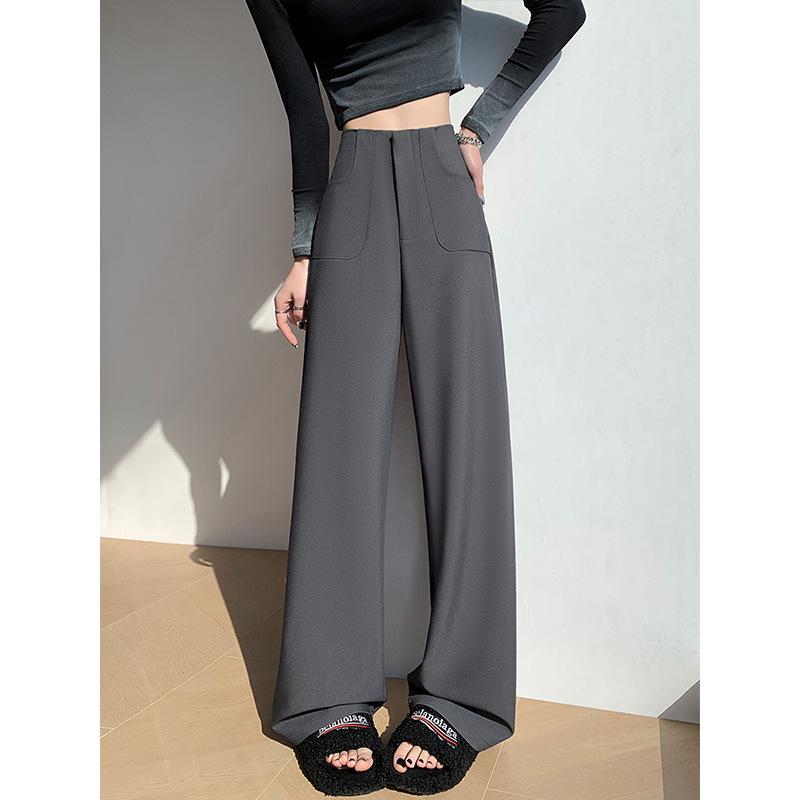 

Women s Gray High-Waisted Wide-Leg Relaxed Casual Pants - Spring/Summer 2025 XL Recommended [120-135 lbs]