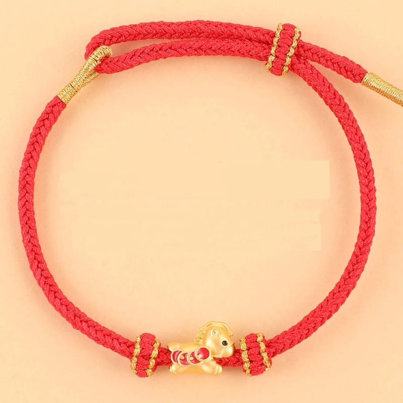 2026 New Year Zodiac Horse Lucky Braided Rope Bracelet Chinese Style Red Thread String Adjustable Bracelets Blessing Jewelry