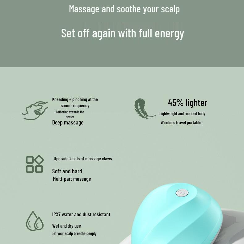 Electric Silicone Scalp Massager - Portable USB Rechargeable Kneading Head and Pet Massager