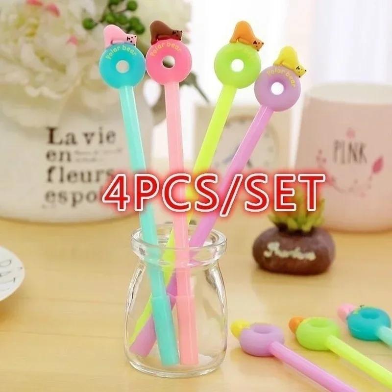 Creative Gel Pen Set Kawaii Stationery Doughnut Polar Bear Erasable Pens New Back To School Students Cute Gift Writing Supplies