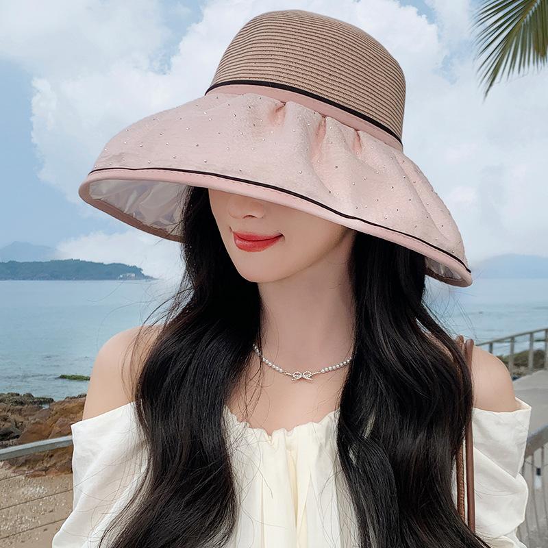

Летняя шляпа женская весенне-осенняя солнцезащитная шляпа от солнца шляпа-ведро защита от УФ-лучей темперамент продвинутое чувство влаги average size