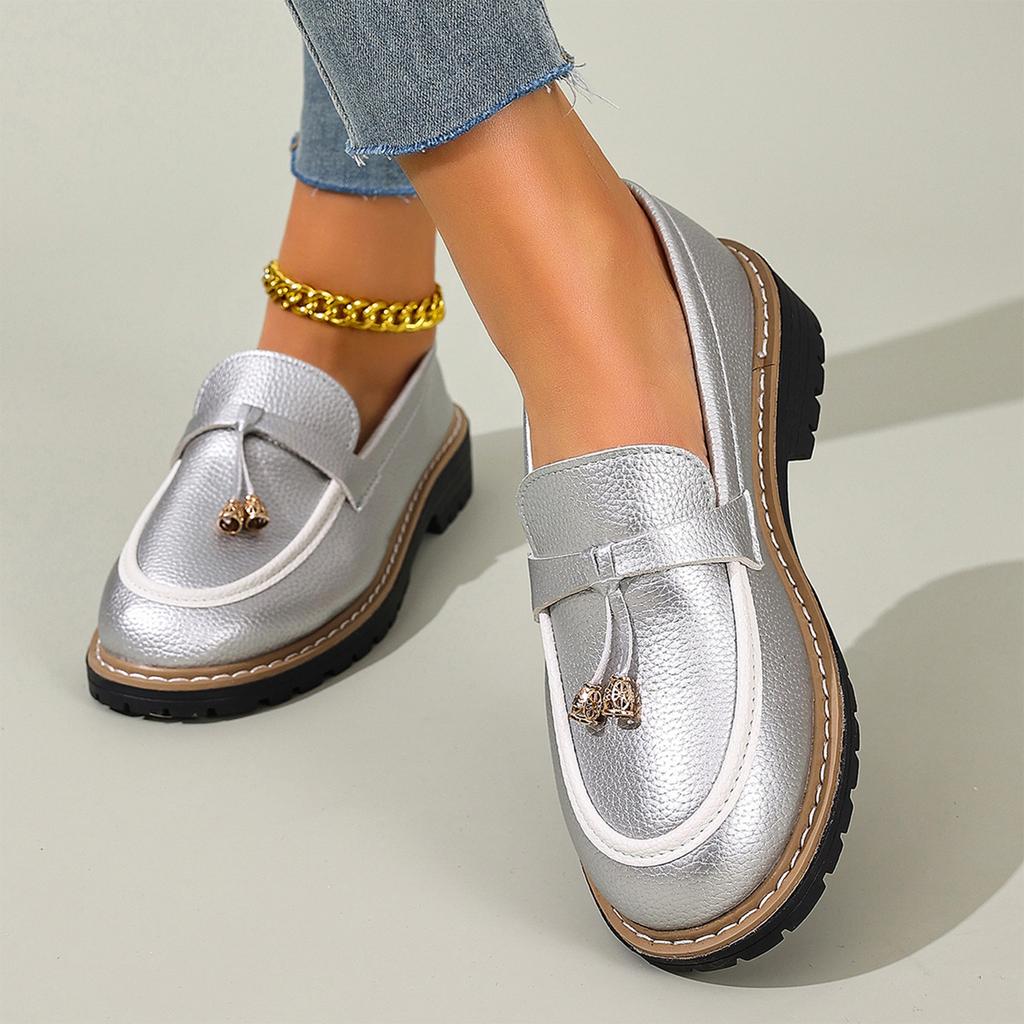 Women's Platform Loafers Slip On Casual Oxford Shoes Chunky Sole Comfortable Walking Footwear