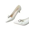 Versatile designer retro temperament belt buckle high heels women's pointed stiletto single shoes spring