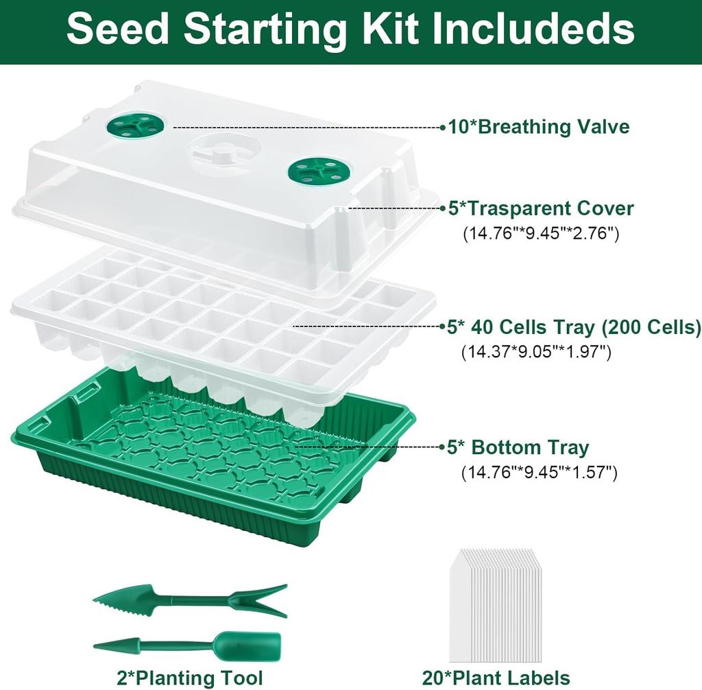 Seedling Pots (Set of 4), Seedling Trays, Seedling Boxes, 160-Hole Seed Trays, Seed Germination and Seedling Cultivation Set, Seed Sowing House, Seedl