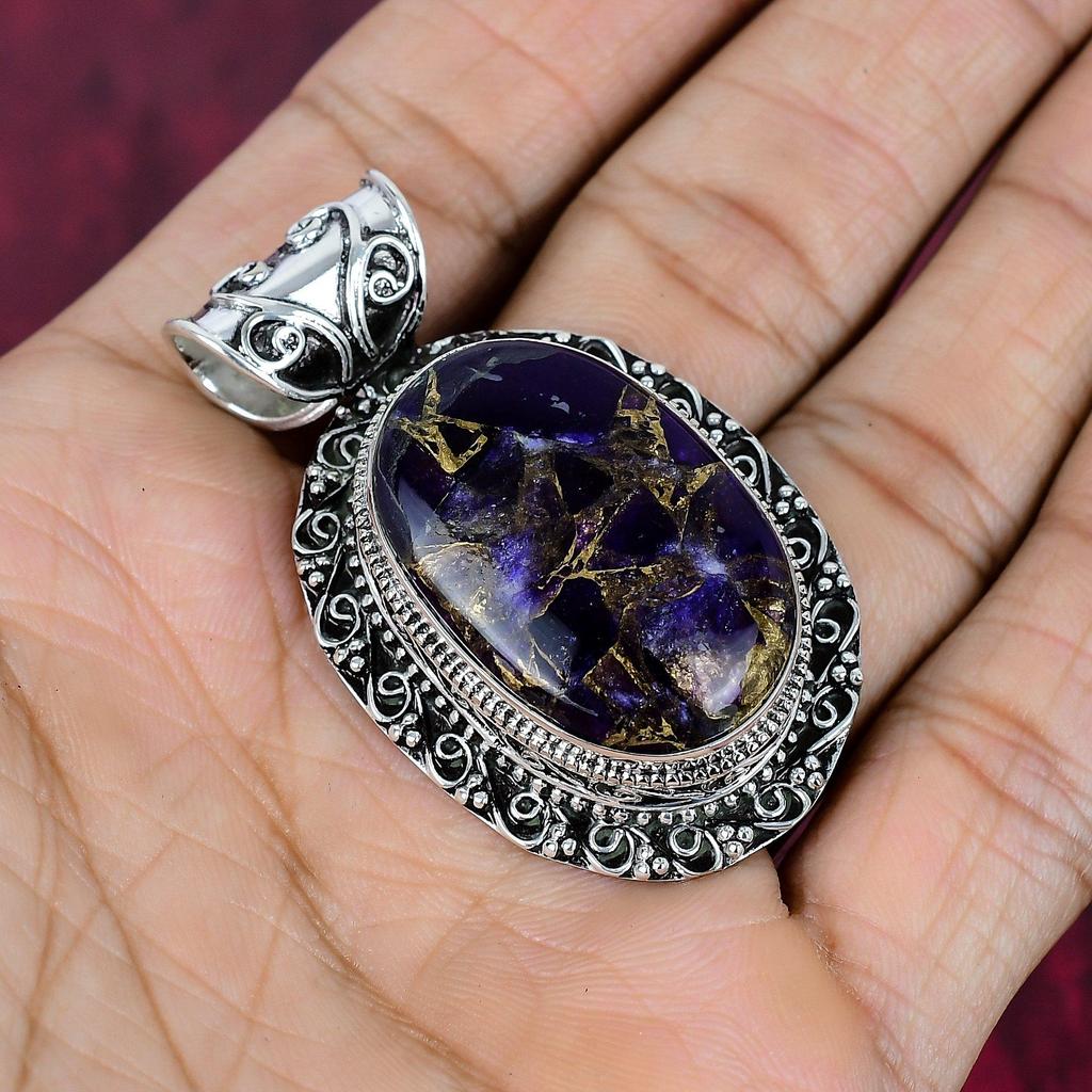 Copper Amethyst Handmade Gemstone Jewelry, 925 Solid Sterling Silver Pendant Antique Jewelry, Love Forever Gift
