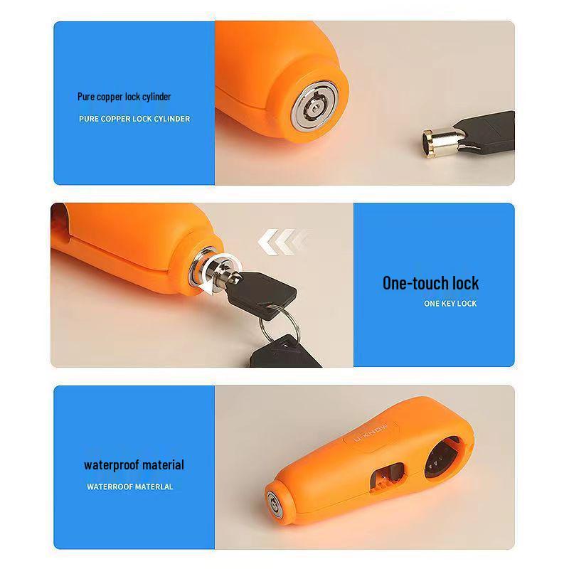Anti-Theft Motorcycle Brake & Throttle Lock with Alarm