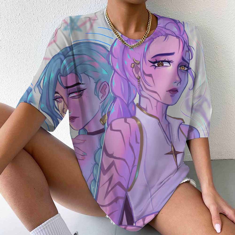 Tricou Y2k anii '90 grup Kpop vânătoare de vrăjitoare pentru femei cu mânecă scurtă, tricou cu model pentru femei, tricou cu gât rotund, îmbrăcăminte la modă