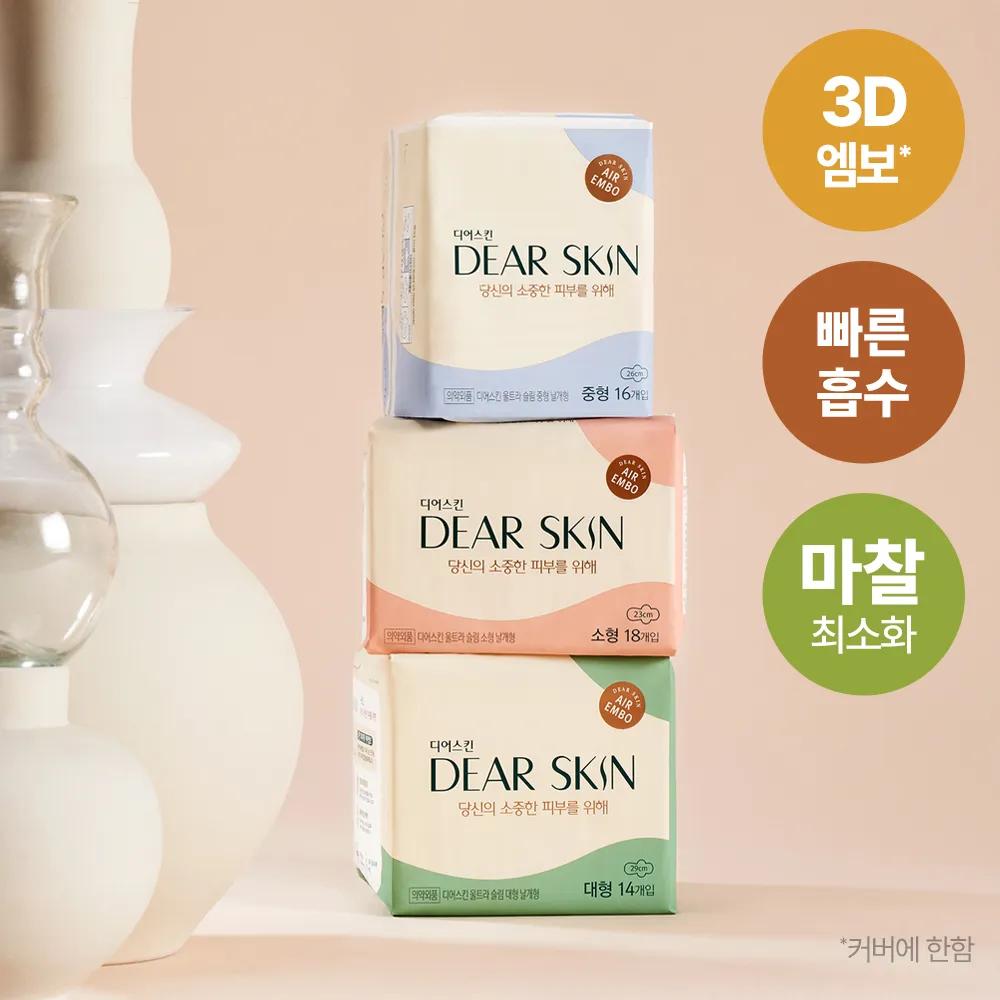DEARSKIN Air Embo Sanitary Pads (Liner/M/L/Overnight) Super Long Liner 30P