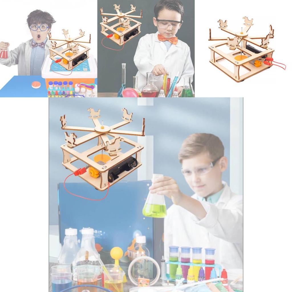 Hölzernes DIY Drehkarussell-Stamm Lernspielzeug für Kinder Handgemachtes Wissenschaftsexperiment