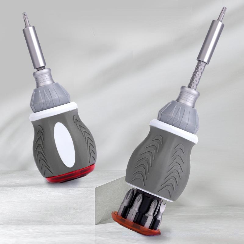 Verstellbares Ratschenschraubendreher-Set mit einziehbarem Kopf, multifunktionales Haushaltswerkzeug-Set für Heimwerker-Reparaturen.