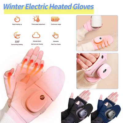 Winter Warm Electric Heated Gloves Type-C Rechargeable Heated Mittens Winter Warm Waterproof Gloves