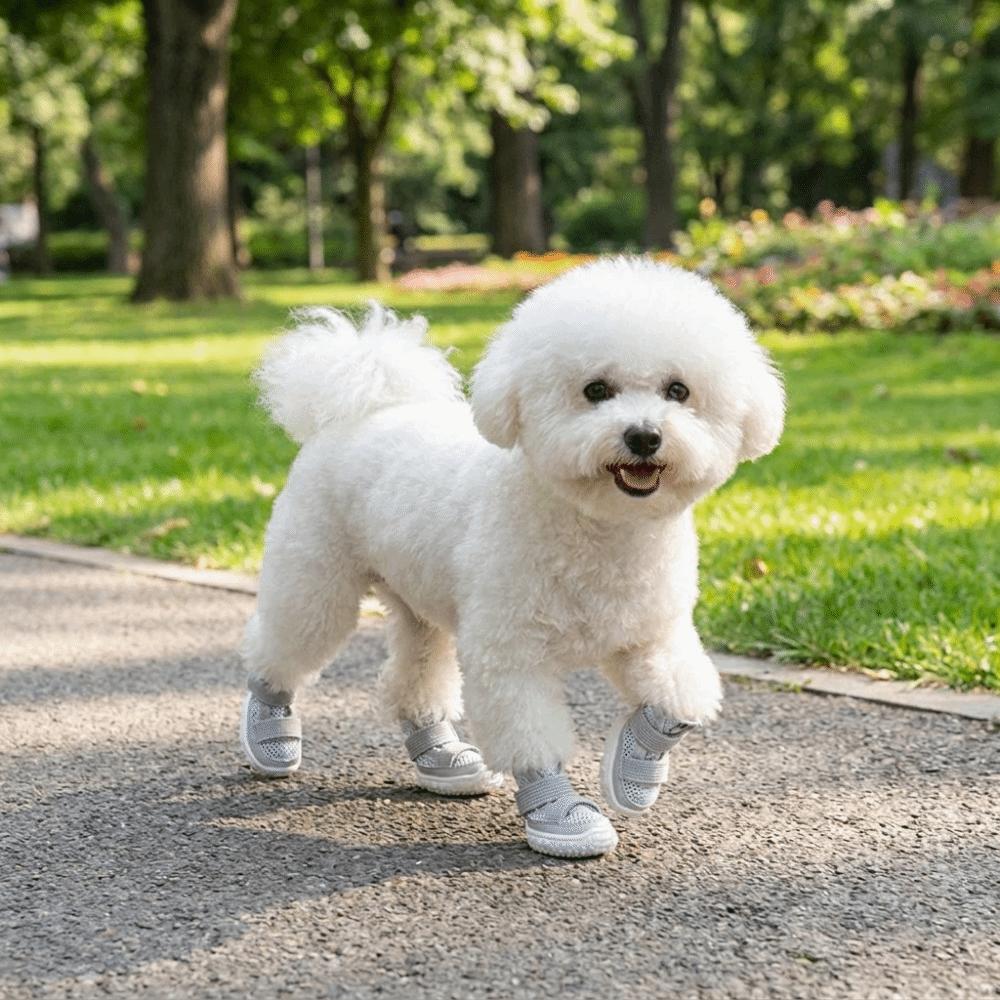 4PCS/SET Comfortable Pet Sandals Adjustable Dog Mesh Shoes Anti Slip Dog Shoes  All Seasons