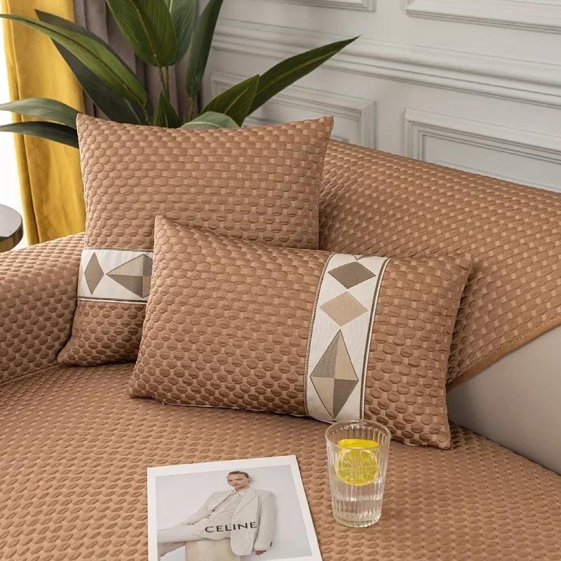 

Летняя диванная подушка из ледяного шелка, минималистичная однотонная подушка для дивана в горошек, удобная пылезащитная дышащая нескользящая диванная подушка 70x70cm 1pcs