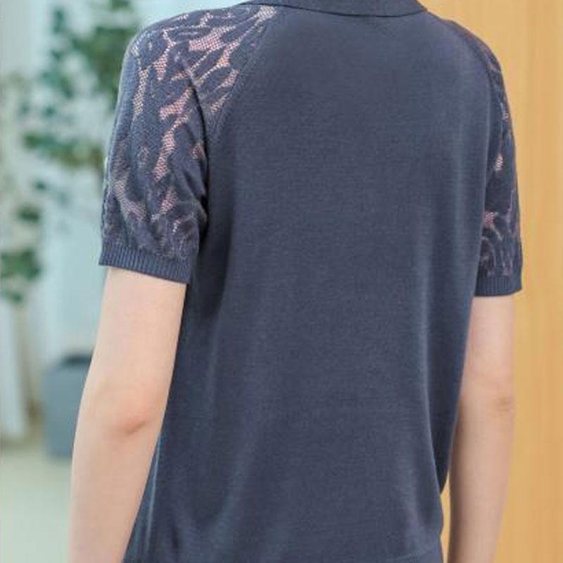 Women's Clothing Casual Hollow Out Knitted Pullovers Fashion Solid Color 2023 Summer Thin Peter Pan Collar Screw Thread T-shirt