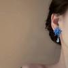 Blue Color Orchid Earrings Sweet Flower Earrings Ethnic Style Girl Ear Jewelry  Gift