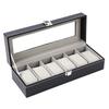 Black Leather Watch Organizer Case Display Box Accommodate Different Size Watch