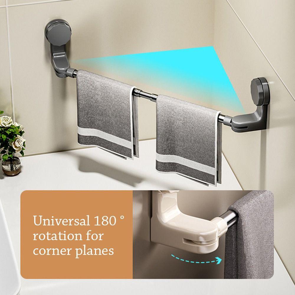 Wall Mounted Towel Rack Suction Cup Bathroom Storage Rod Durable Clothes Drying Rack