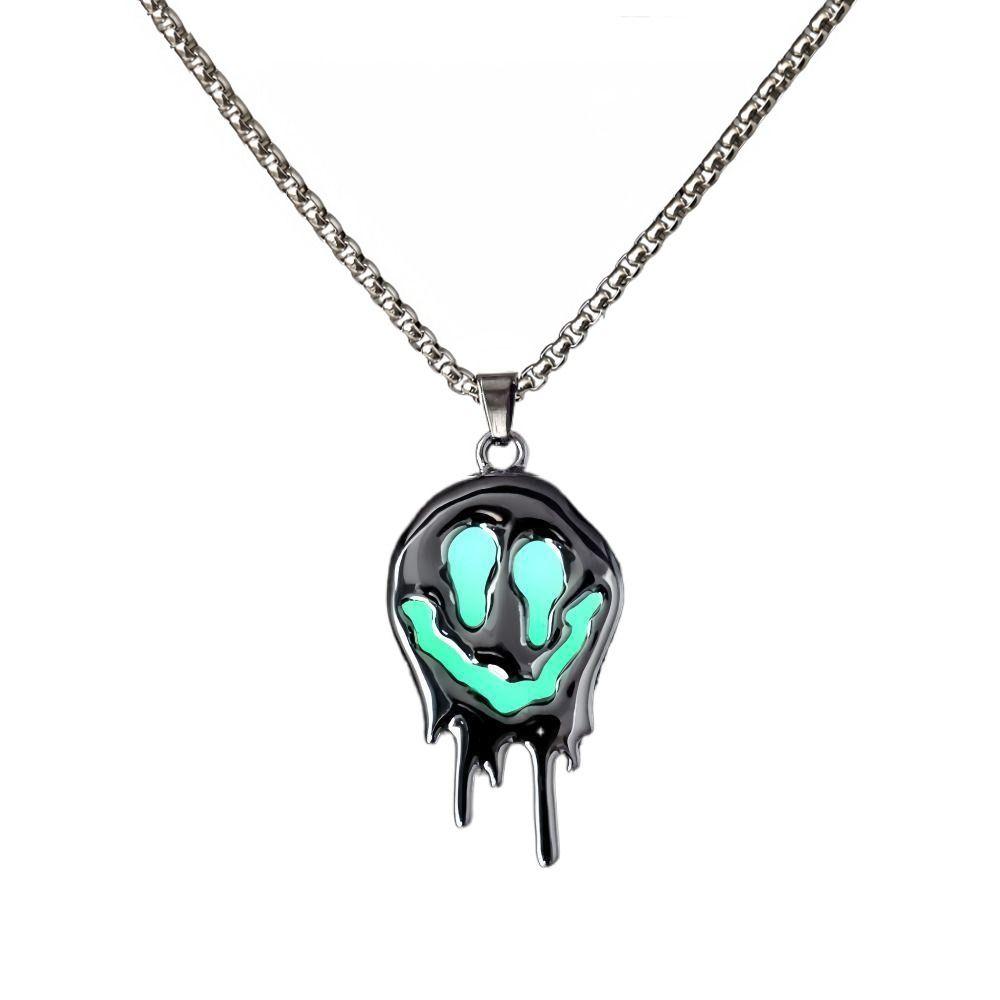 Punk Halloween Skull Necklace Zinc Zinc Alloy Hip Hop Neck Chains Simple Luminous Pendant Necklace  Halloween