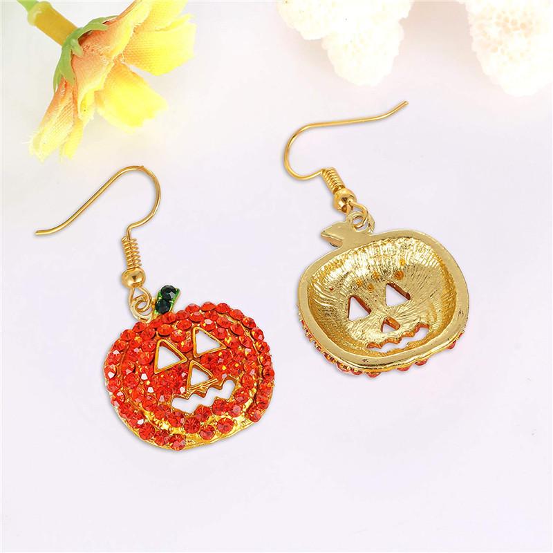 European & American Pumpkin Drop Earrings with Inlaid Diamonds - Festive Fashion for Christmas