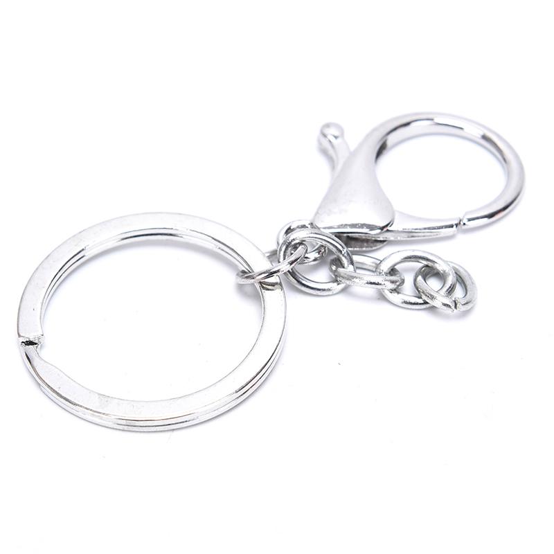 10Pcs Big Lobster Clasp Hooks Keychain Split Ring Short Chain Key Ring Diy