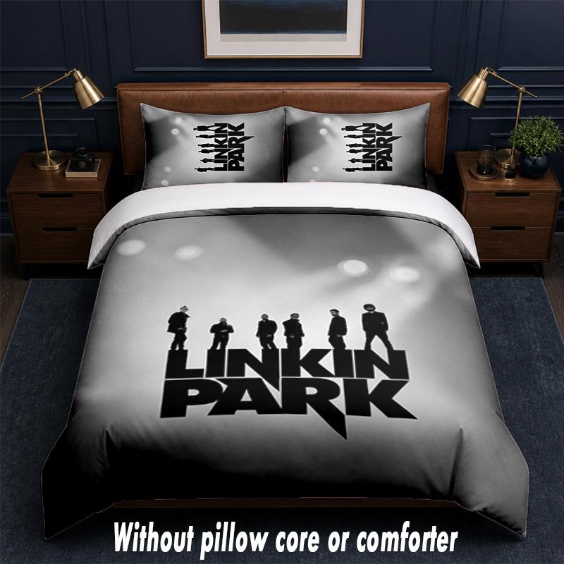 Linkin Park Design Bed Bedding Set 1 Duvet Cover + 2 Pillowcases Soft Breathable Household Bed Linens