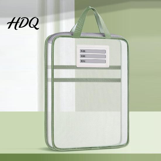 Portable Storage Pouches Transparent Nylon Document Bag Lightweight Mesh File Organizer with Zipper School Stationery Organizers And Strap,