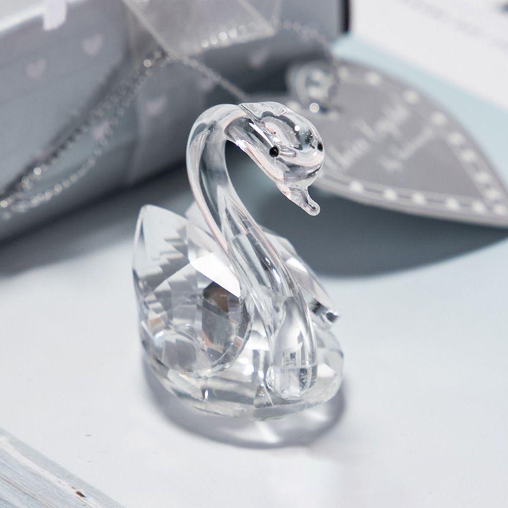 Crafts Little Swan Ornament Gift Swan Statue Birthday Keepsake Crystal Swan  Desktop