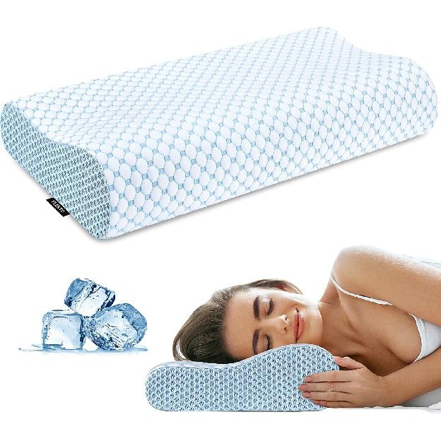 Cervical Pillow for Neck Pain Relief, Contour Memory Foam Pillows for Sleeping, Odorless Ergonomic Pillow Adjustable Orthopedic Cooling Pillow Bed