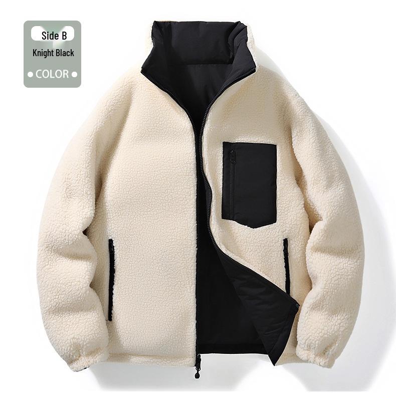 Men's Winter Lambswool Cotton Jacket - Double-sided, Thick, Trendy Down Coat with Velvet Lining, Couple Style