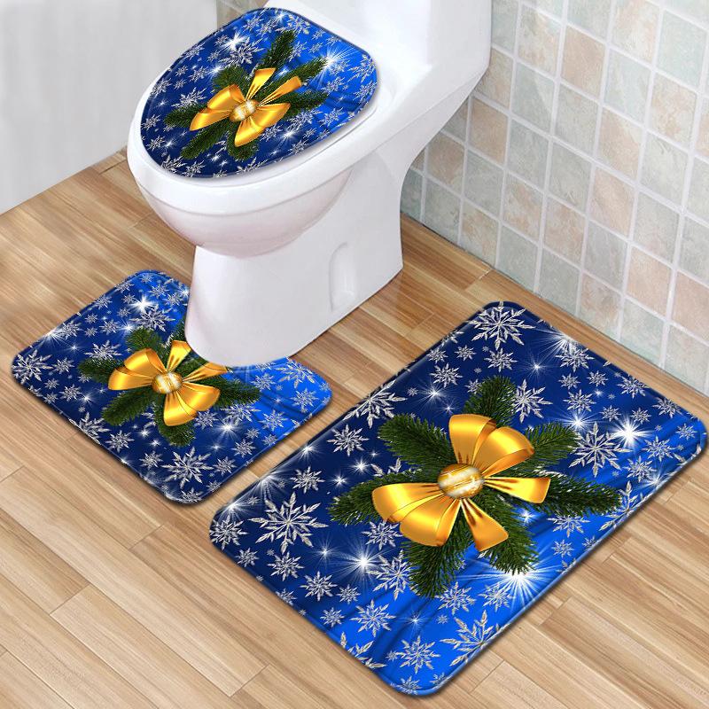 Weihnachts-Badezimmer-Bodenmatte Toilette Dreiteiliges Set