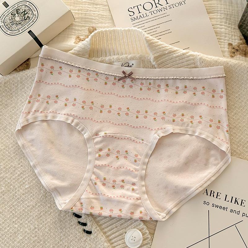 

Ladies Spring and Autumn Floral Pure Cotton 10A Bacteriostatic Extended Crotch No Trace Briefs XL