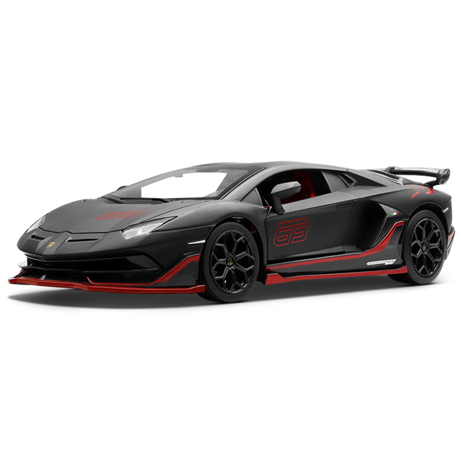 

1/24 Lamborghini Aventado SVJ63 Supercar Alloy Die Cast Toy Car Model Sound and Light Children s Toy Collectibles Birthday Gift чёрный