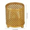 1Pz Tazza da Scrivania Decorativa in Metallo Dorato - Portapenne Stile Nordico e Organizer Multi-uso per Strumenti di Bellezza
