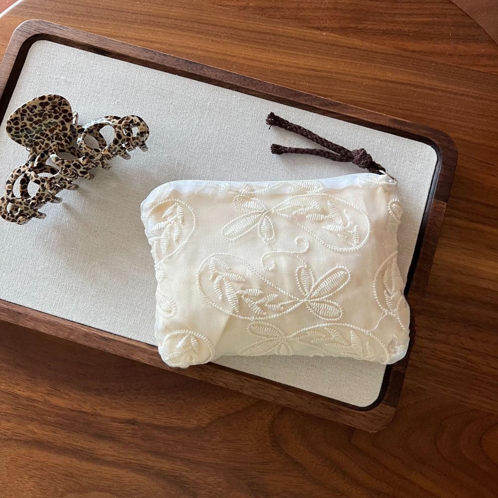 

Organza Lace Embroidered Storage Bag Cute Zipper Cosmetic Bag Small Makeup Bag Home Supplies Style 5
