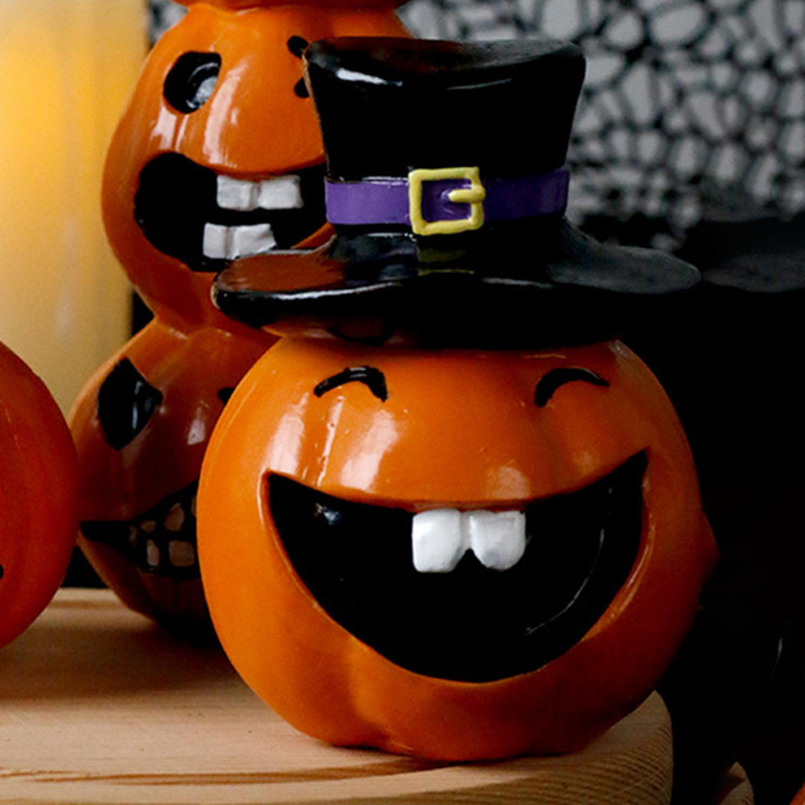 

Halloween Pumpkin Decoration Decorative Statue Resin Table Centerpiece Ornament Tabletop for Home Style C