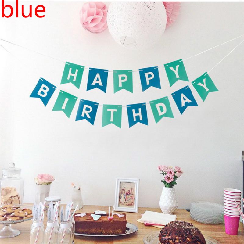 1 Set Happy Birthday Golden Foil Letters Bunting Hanging Garlands String Flags Party Decor