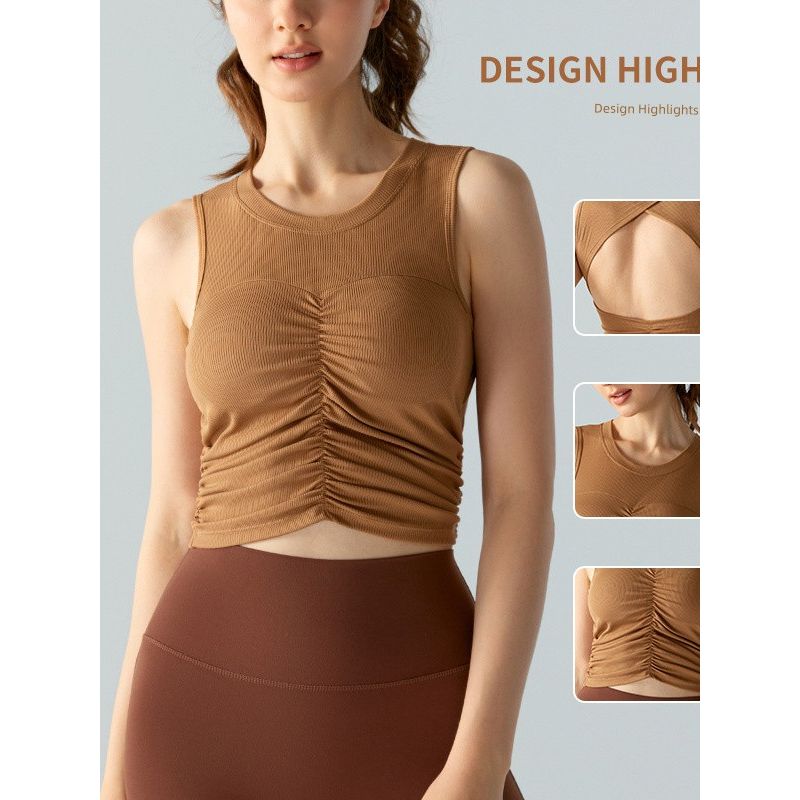 Spring and Summer Yoga Yoga Fixed Cup Integrated Fashion Wind Sexy Open Back Sports Vest Sleeveless Workout Underwear