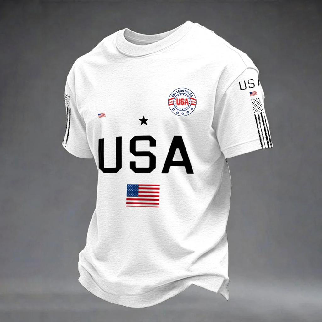 USA Anniversary Men's Casual Letter Print Short-Sleeve T-Shirt