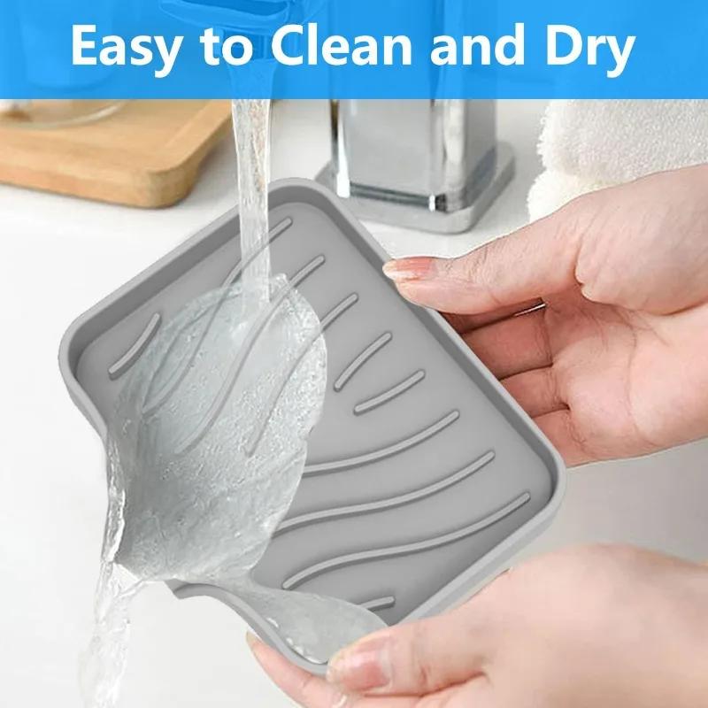 Soft Silicone Soap Holder Easy To Clean Soap Tray Free Punch Drain Rack Anti-slip Sink Tray  for Shower Bathroom Kitchen Tool