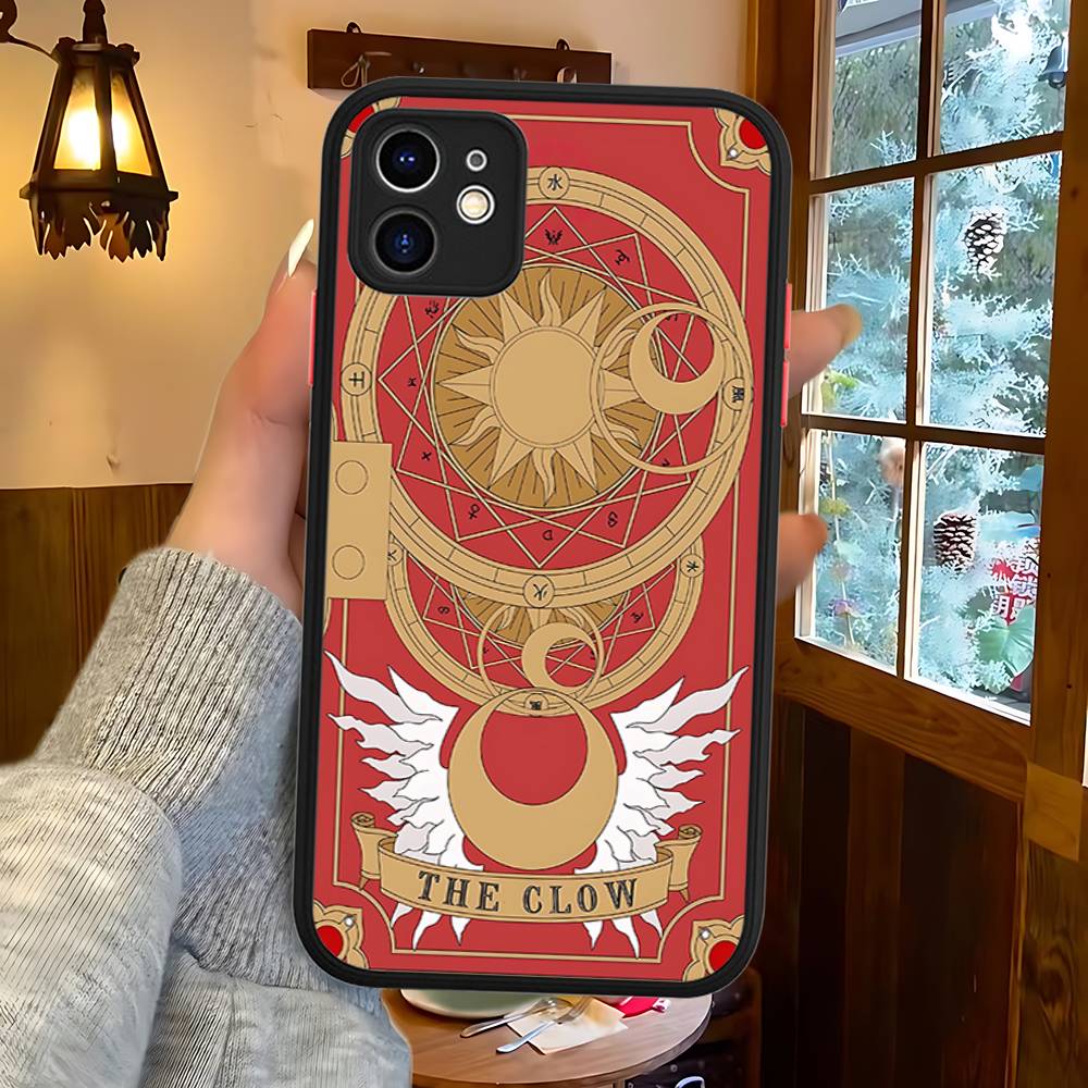 Anime C-CardcaptorS S-Sakura For IPhone 16 15 14 13 12 11 Pro Max X XS MAX Plus Translucent Black Phone Cover
